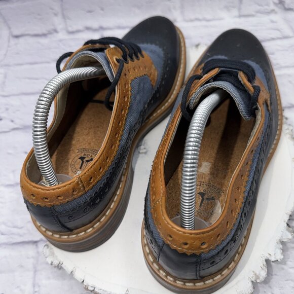 Clarks TOR England Men Size 8 Darby Limit Wingtip Oxford Shoes Blue Denim Tan - Picture 7 of 11